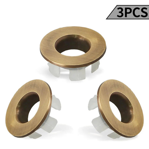 Top Shelf Bronze Brass Sink Overflow Trim Rings, Three Pack Fits Standard Tub And Sink Drains, Hella Durable Metal Cover, Straight Up Easy Install Vanity Hardware
