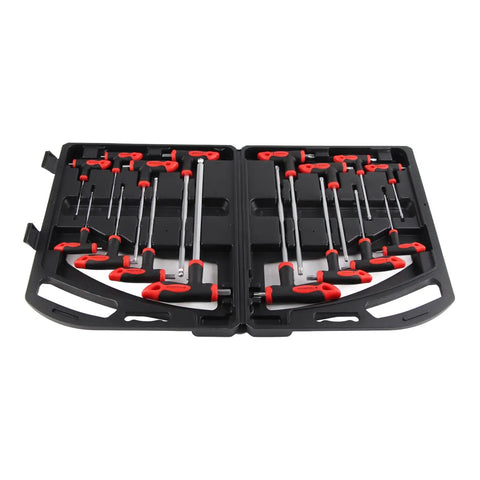 Top Notch 16 Piece Pro T Handle Hex Key Wrench Set With Ball Ends For Tight Spots Heavy Duty Chrome Vanadium Steel Tools Perfect For Auto Repair And Home Boss Jobs No More Stripping Screws in case