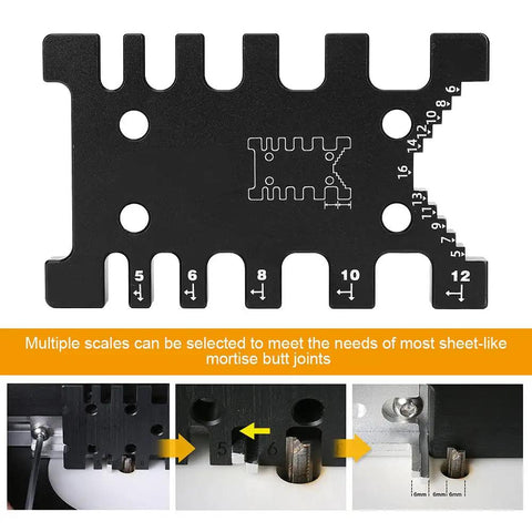 Pro Grade Woodworking Tenon Caliper And Dovetail Jig Gauge for precise mortise joint measurements with adjustable scales.