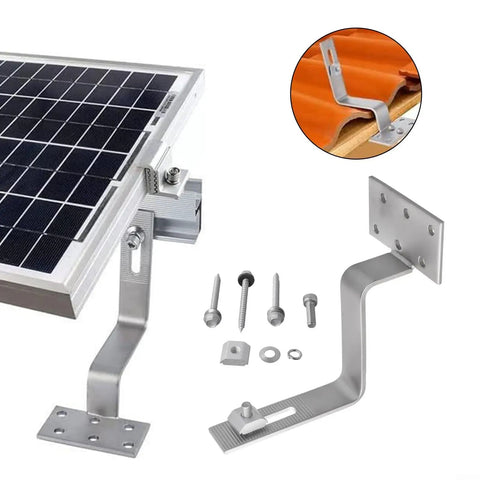 Rock Solid 304 Stainless Steel Solar Panel Roof Hooks For Tile Roofs With Built Tough Mounting Brackets and Self Tapping Screws on display.