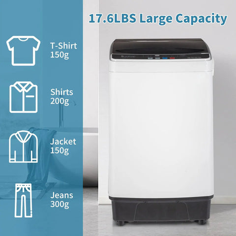 Slick 17.6 Lbs Compact Portable Washer With Clear Led Screen features large capacity for versatile laundry loads.