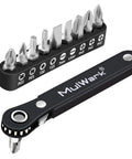11 Piece Right Angle Screwdriver Set With Multi Bits, Ultra Low Profile Offset Driver for automotive repairs, pocket-sized tool