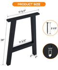 X Shaped 16 Inch Iron Table Legs Set Of 2 For DIY Dining And Coffee Tables, Heavy Duty Metal Bench Legs In Black Bake Finish dimensions