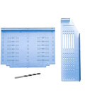 Cabinet Hardware Drill Template Kit For Knobs And Pulls, Precision Jig With Multi Center Holes, includes drill bit, blue templates shown