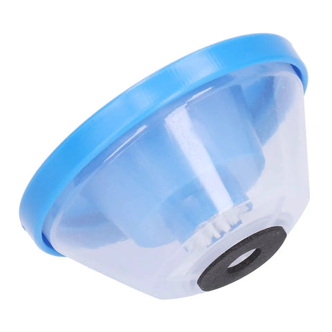 Big Time Electric Drill Dust Collector Bowl Adapter For 4 To 10mm Power Tools with blue rim, transparent body and foam liner.