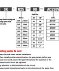 Solenoid Direct Acting Normally Open Water Valve For Pneumatic Systems In Four Sizes One Quarter Inch One Eighth Inch One Half Inch And Three Quarter Inch For Water Oil And Air With AC 220V Or DC 24V Operation Color SK50050 chart
