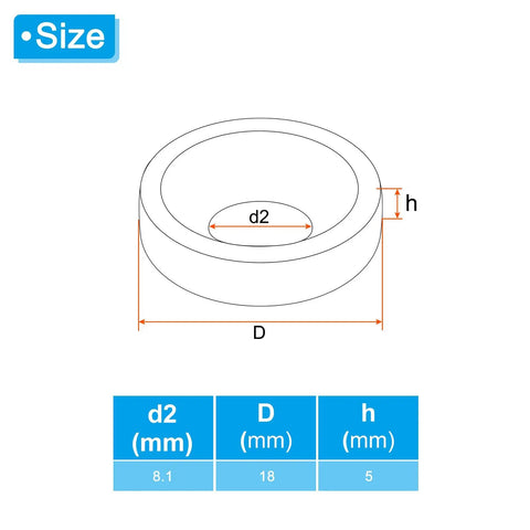 Badass M8 Countersunk Washers, 60 Pack Anodized Aluminum Alloy Flat Cup Head Fasteners For Hefty Mechanical Repairs And Weekend Shop Grind, Smooth Dark Blue Finish. Size diagram showing dimensions 8.1mm and 18mm.