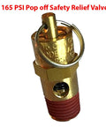 Brass 1/4 in NPT air compressor relief valve with red threaded base; tank pop-off safety valve.