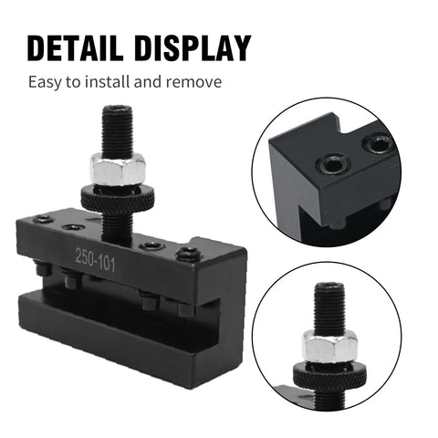 Detail view of 5 Piece Quick Change Tool Post Set for Turning and Facing Holders on 6 to 12 Inch Lathes, steel component close-up