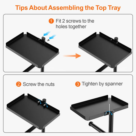 Assembly instructions for the shelf of Free Standing Toilet Paper Holder With Shelf For Bathroom Holds Seven Rolls Total With One In Use And Six In Reserve Black Dispenser And Storage Stand For Easy Access No More Runouts Perfect Space Saver.