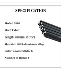 Two Pack 2080 T Slot Aluminum Extrusion Profiles 400mm Long Anodized European Standard Silver Build Frame For 3D Printers CNC Machines Laser Engraving And DIY Projects, black 2080 profile