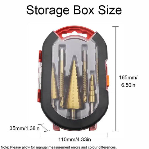 Must-Have Titanium-Coated Drill Bit Set For DIY Pros; Heavy Duty Bearing Steel Twist Bits Kill Through Wood Metal And More Like A Boss With Smooth Step Design And Snazzy Case Included. storage box, 165mm x 110mm