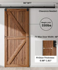 8 Ft Box Rail Sliding Barn Door Track Kit, Heavy Duty Aluminum Alloy Wall Mount For Single Door, supports 330 lbs, door not included.