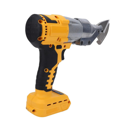 Hamwesh Cordless Metal Shear Heavy Duty Electric Scissors With 360 Degree Pivoting Head And Variable Speed side view showing ergonomic grip and cutting blade.