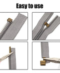 Zipper Repair Kit With 100 Metal Insertion Pins Top And Bottom Stops 5 Colors And 4 Sizes For Metal Zippers 3 5 8 10 shown in use
