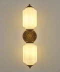 govahb 2-Light Hardwired Wall Sconces, Vintage Wall Sconce Milk Glass with ribbed white shades and antique brass finish.