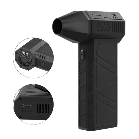 Professional Cordless Air Blower With 180 Watt Brushless Motor Delivering 130000 RPM showcased with USB Type C port and detailed design.