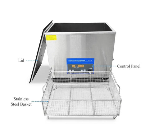 Heavy Duty 38L Ultrasonic Cleaner 720W For DPF Engine Block Pistons Degreasing Rust Removal Hardware Metal Parts Ultrasound Bath Cleaning Machine