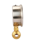Side view of Pro Grade Pressure Washer Gauge Kit with brass quick connect, glycerin dial, 0-5000 PSI for power washers.