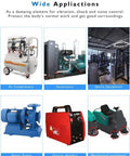 Image showcasing air compressors, generators, sports equipment, water pumps, electric welders, and mechanical equipment.