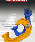 1Ton drum lifting clamp with yellow jaw and blue body, chain hanger for 30–55 gallon steel or plastic drums