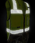 Kickass Class Two Surveyors Safety Vest Featuring Sleek Camo Lower Panel And Striking Reflective Taping Built From Zero Sweat Polyester Mesh For Daily Crew Grind Or Weekend Wild Hunt Ready Setup In Large, showcasing reflective taping.