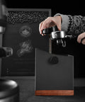 2.5L Large Espresso Knock Box With Shock Absorbent Silicone Knock Bar Metal And Walnut Wood Coffee Grounds Container in use