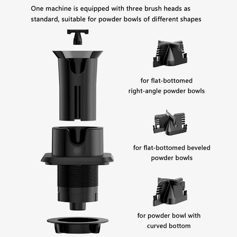 No Sweat Grounds Removal With This Automatic Electric Coffee Portafilter Cleaner Knock Box Unit, three arc brushes for various bowl shapes.