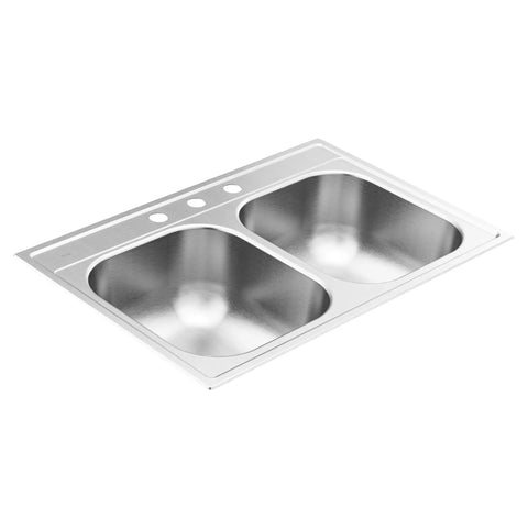 33 Inch 20 Gauge Double Bowl Stainless Steel Kitchen Sink With QuickMount Drop In Design For Quiet Operation And Easy Fit Sound
