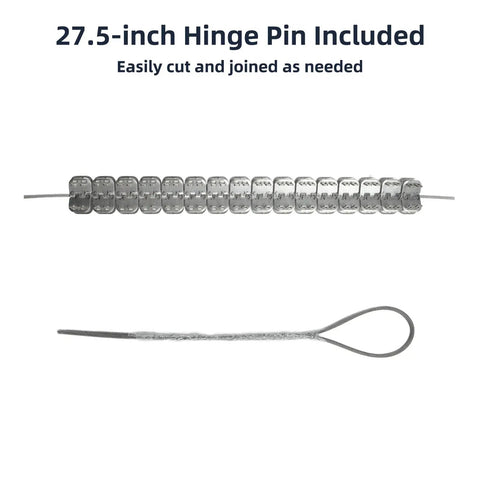 27.5-inch hinge pin with stainless steel conveyor belt fasteners clips, fits 3-5mm, corrosion resistant.