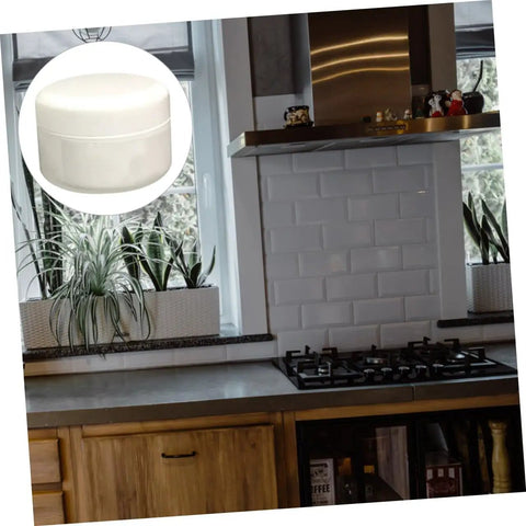 Kitchen with white tiles and Tile Repair Kit Quick Drying Epoxy Glue for Ceramic Tiles and Porcelain Enamel, 100g shown.