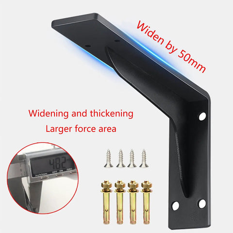 Heavy Duty Metal Shelf Brackets For Wall Mount Storage Straight Up Zero Fuss Setup showcasing a robust black support with fasteners.