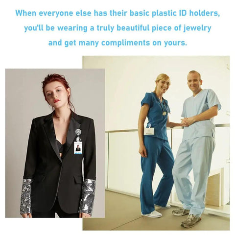 Heavy Duty Retractable Badge Reel With Sturdy Alligator Clip And Built In Aromatherapy Patch Keeps Your ID Handled While Dropping Fresh Vibes Around The Desk All Day Long Hefty Day One Essential For Teachers Nurses And Office Crew featuring stylish ID holders in professional settings.