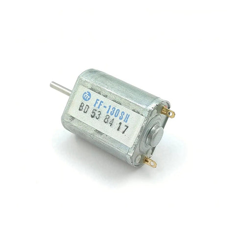 FF-130SH-14230 Mini 130 DC Motor 3V-12V 6V 7500RPM, micro 20mm electric motor with brush type, visible side view, connectors shown