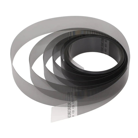 Encoder Strip 360LPI for Inkjet Printers 15mm wide 4500mm long PET film coiled showing lightweight high clarity material.