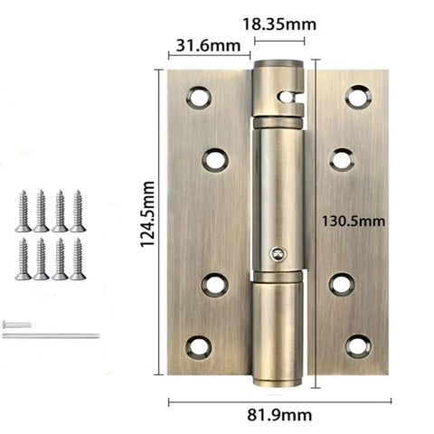 Heavy Duty Stainless Steel Door Hinge Connector For Furniture Drawers And Cabinets Straight Up Smooth Operation And Rock Solid Build In F Color One Piece with dimensions and screws.