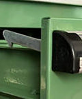 Close-up view of Snag This Top Shelf Lockable Steel Tool Cabinet Featuring Secure Metal Storage Chest and Multiple Compartments.