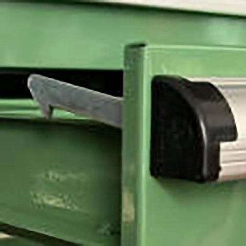 Close-up view of Snag This Top Shelf Lockable Steel Tool Cabinet Featuring Secure Metal Storage Chest and Multiple Compartments.