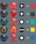 Color-coded screwdriver symbols and shapes for Slotted Screwdriver For Electricians, Pro Grade Precision Driver With Ergonomic Soft Grip.