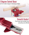 Beefy Universal Table Vise 3 Inch Jaw Opening With 360 Degree Swivel Base Bench Clamp For Woodworking And Metalworking, Thickened 0.2 Inch Jaw For Grip That Won't Budge, Fits Most Workbenches, 360° swivel base and smooth guide rail