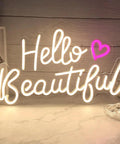 Hello Beautiful Neon Sign For Girl's Room Wall Decor With Dimmer Switch Romantic Neon Light For Weddings Valentine's Day Parties Gifts 12V Warm White With Power Adapter Included