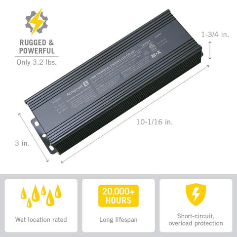 Universal 120 Watt Dimmable 12V DC LED Driver With TRIAC Smooth Flicker Free Dimming Works With 120V AC And Low Voltage Dimmers