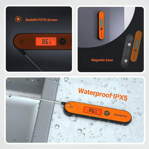 Instant Read Meat Thermometer With 3 To 5 Second Quick Read Digital Waterproof Rechargeable Thermometer With Backlight And Magnetic Clip