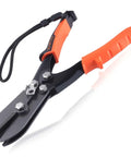 5 Blade Hand Crimpers For Sheet Metal And Ductwork, Heavy Duty Pro Grade Crimp Tool with orange ergonomic TPR handle and anti-loss rope