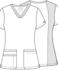 Women's Slim Fit V-Neck Scrub Top With 3 Pockets And Instrument Loop, Fade-Resistant Fabric, Side Panel Details, Black, Size M