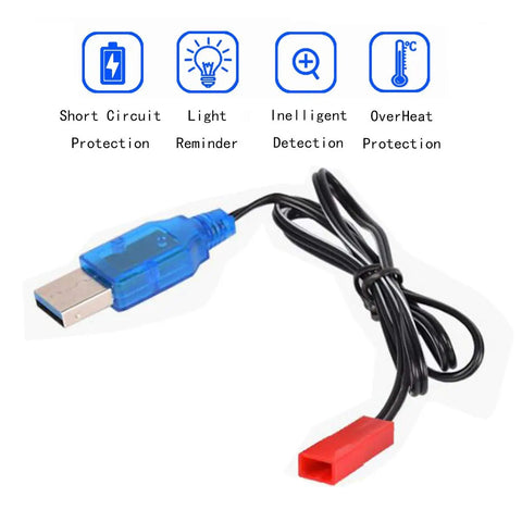 USB charger with JST plug for 2 Pack 3.7V 1200mAh 25C LiPo Battery With USB Charger For HQ898B H11D H11C RC Quadcopter