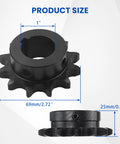 No 50 Beefy Roller Chain Sprocket Type B For One Inch Bore 12 Teeth Five Eighth Inch Pitch One Quarter By One Eighth Keyway