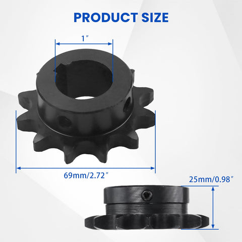 No 50 Beefy Roller Chain Sprocket Type B For One Inch Bore 12 Teeth Five Eighth Inch Pitch One Quarter By One Eighth Keyway