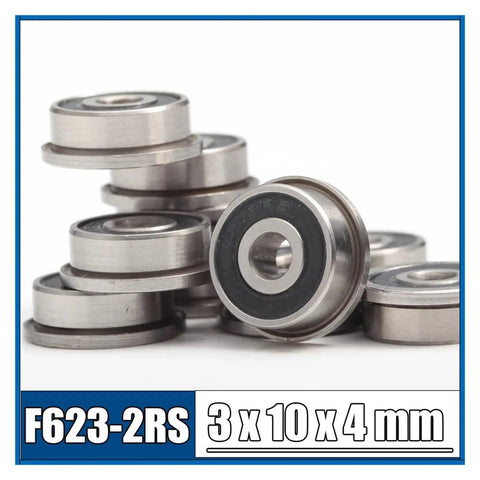Thinking Process: F623-2RS sealed deep groove ball bearings, 3x10x4 mm, steel, shown stacked