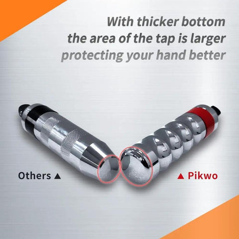 Comparison of Pikwo and other brands' impact driver tips with thicker bottom design for better hand protection.